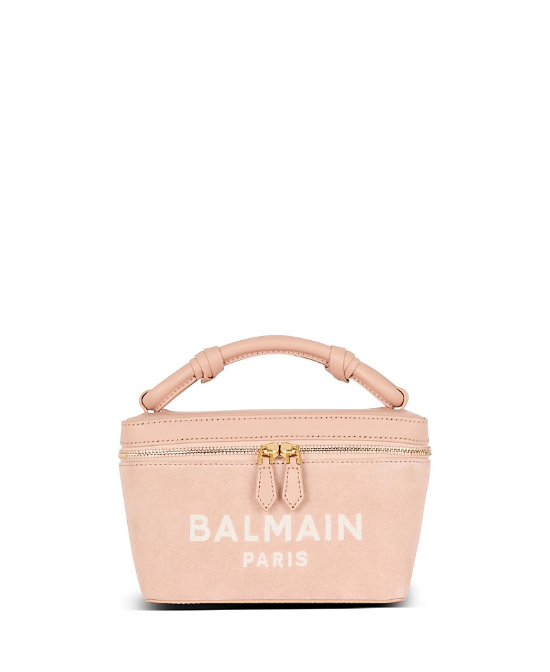 Balmain B-army Suede Vanity Crossbody Bag In Beige