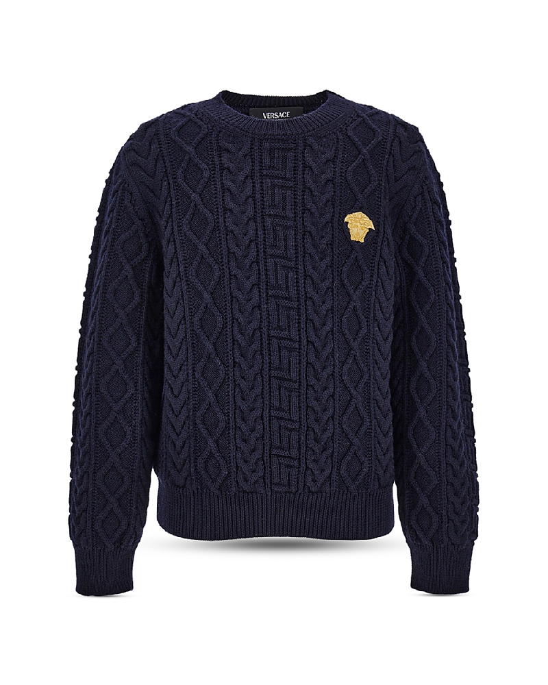 VERSACE BOYS' CABLE MIX KNIT SWEATER - LITTLE KID