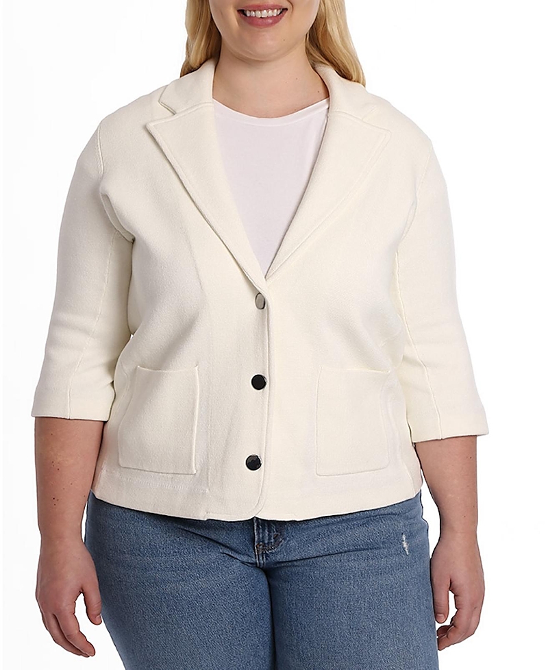 Minnie Rose Plus Size Cotton Blend Blazer