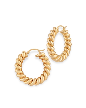 Bloomingdale's Medium Spiral Twist Hoop Earrings In 14k Yellow Gold In Gold