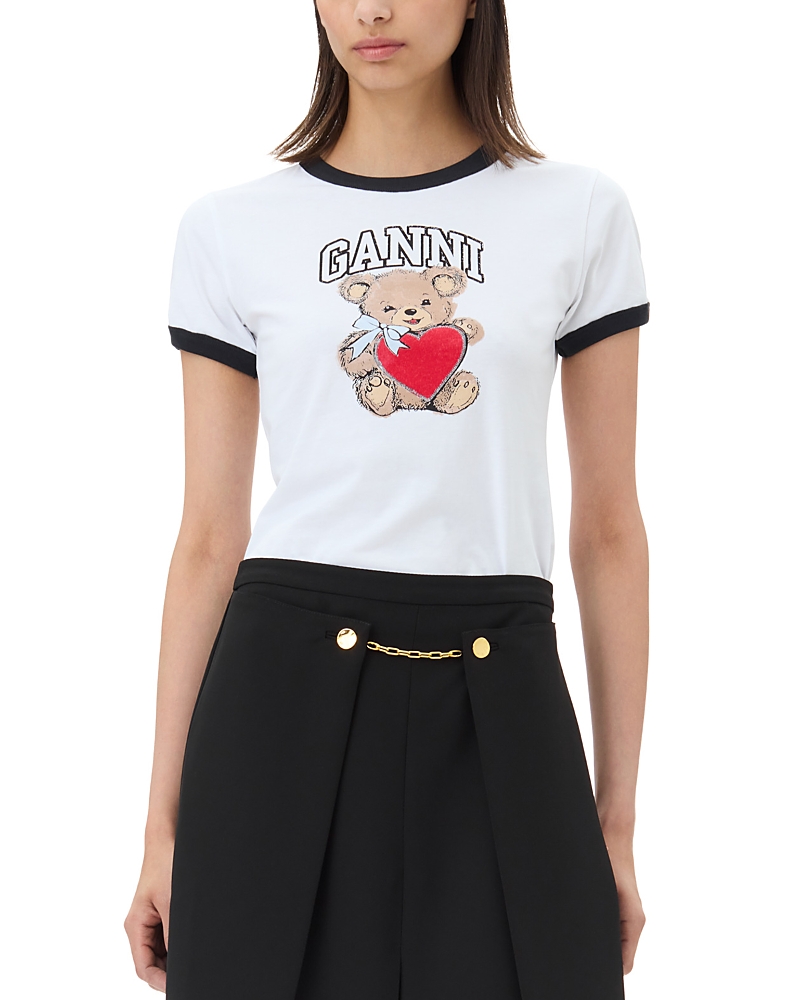 Shop Ganni Jersey Bear T-shirt In Bright White