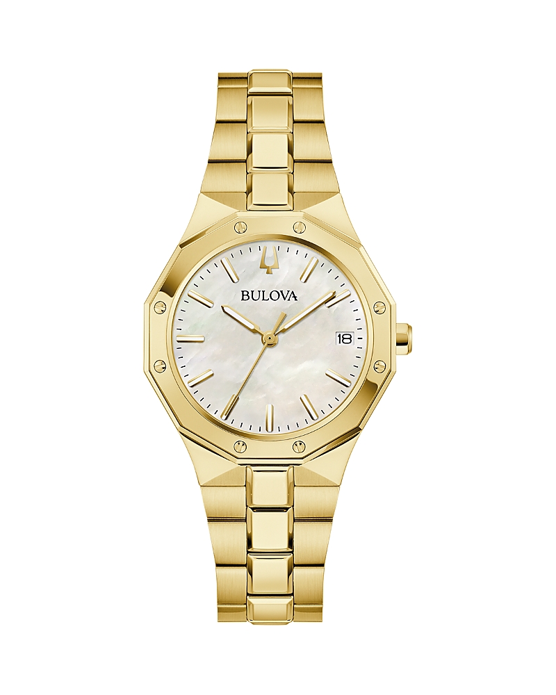 Bulova Women's Prestige Gold-tone Stainless Steel Bracelet Watch 32mm In White/gold